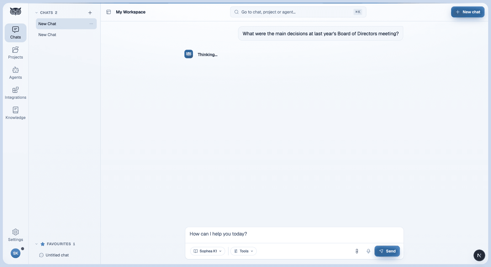 Sophea Nous chat interface preview